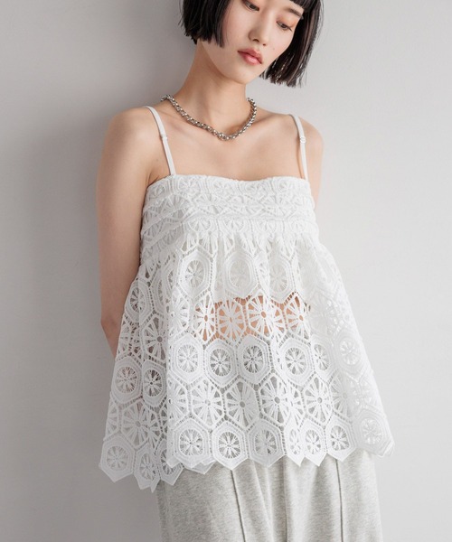 「LOWRYS FARM」 キャミソールブラウス FREE ホワイト レディース_画像9