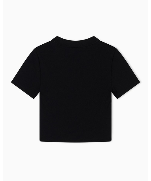 tシャツ 「A|X アルマーニ エクスチェンジ」AXメタリックロゴ ヘビーリブジャージークロップドトップス レディースの画像