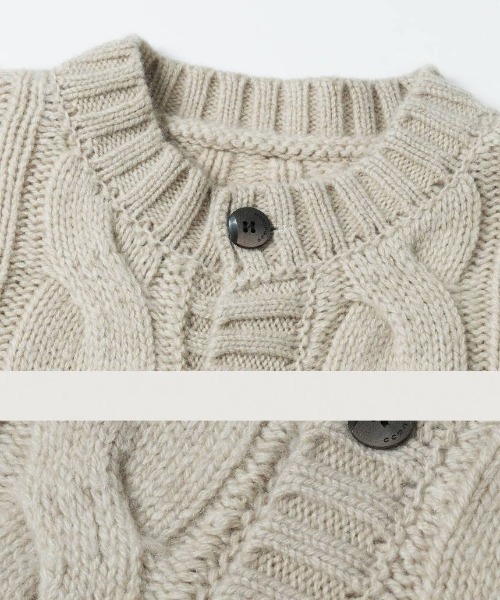 アイボリー ケーブルニット カーディガン THREE FIFTY STANDARD ケーブルニットカーディガン〈アイボリー