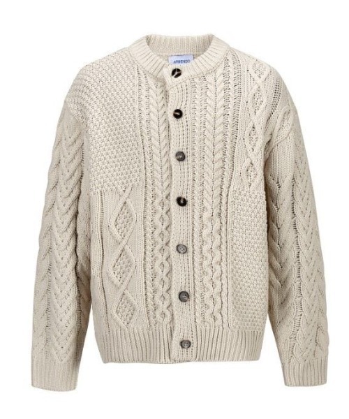 アイボリー ケーブルニット カーディガン THREE FIFTY STANDARD ケーブルニットカーディガン〈アイボリー