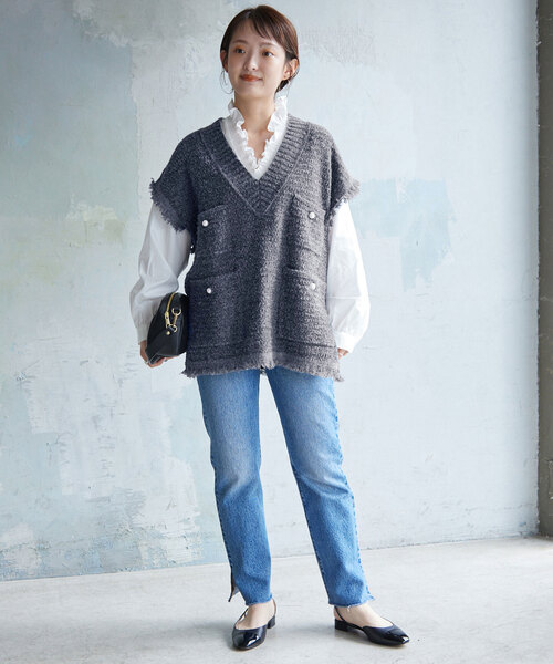 きらりんこ　S LOBE IENAグレー ニットベスト サイズF きらりんこ S LOBE IENAグレー ニットベスト サイズF IENA（イエナ