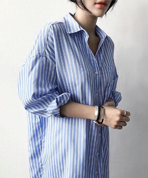 「Futier land」 シャツワンピース MEDIUM ブルー レディース_画像9