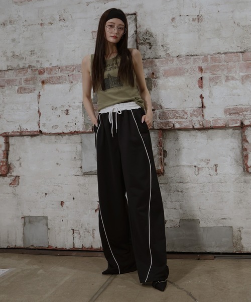 「Mili affinity」 イージーパンツ FREE ブラック レディース_画像2