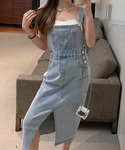 「meJane」 サロペットスカート M ブルー レディース_画像3