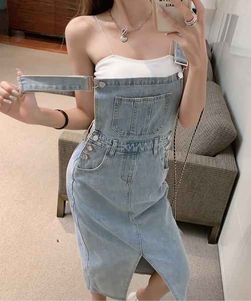 「meJane」 サロペットスカート M ブルー レディース_画像4