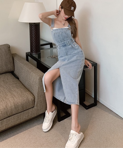 「meJane」 サロペットスカート M ブルー レディース_画像6