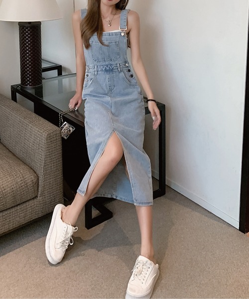 「meJane」 サロペットスカート M ブルー レディース_画像8