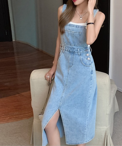 「meJane」 サロペットスカート M ブルー レディース_画像9