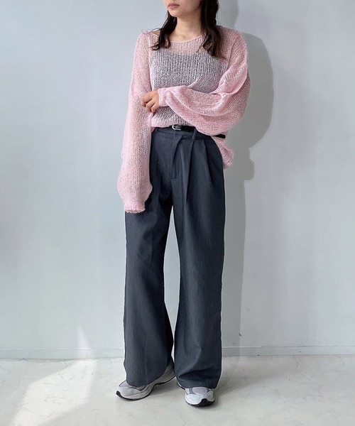 「AS KNOW AS plus」 長袖ニット FREE チャコールグレー レディース_画像2