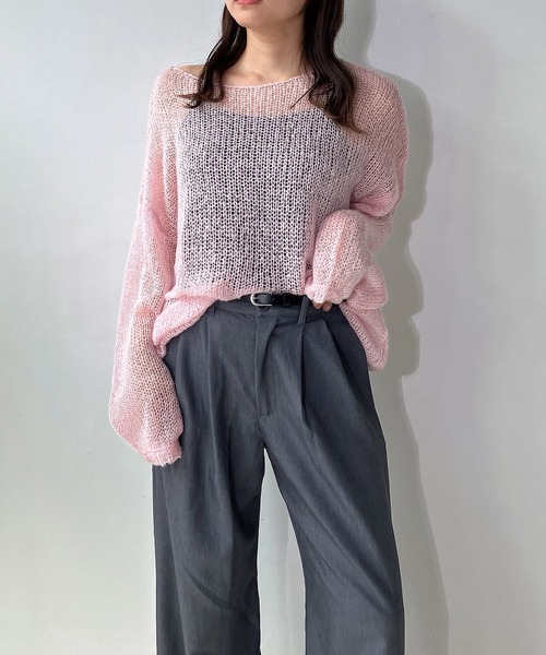 「AS KNOW AS plus」 長袖ニット FREE チャコールグレー レディース_画像3