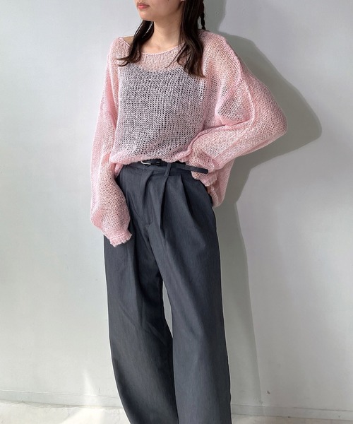 「AS KNOW AS plus」 長袖ニット FREE チャコールグレー レディース_画像4