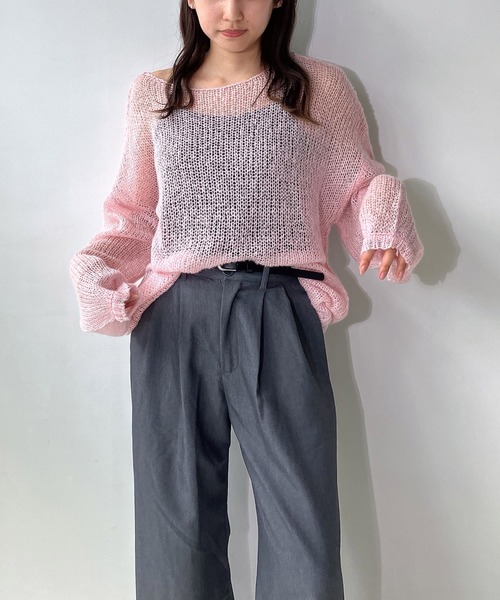 「AS KNOW AS plus」 長袖ニット FREE チャコールグレー レディース_画像5