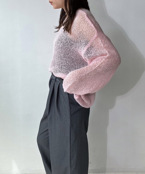 「AS KNOW AS plus」 長袖ニット FREE チャコールグレー レディース_画像6