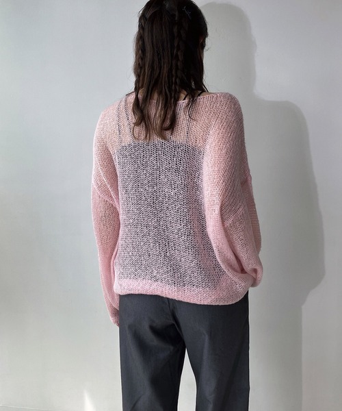 「AS KNOW AS plus」 長袖ニット FREE チャコールグレー レディース_画像7