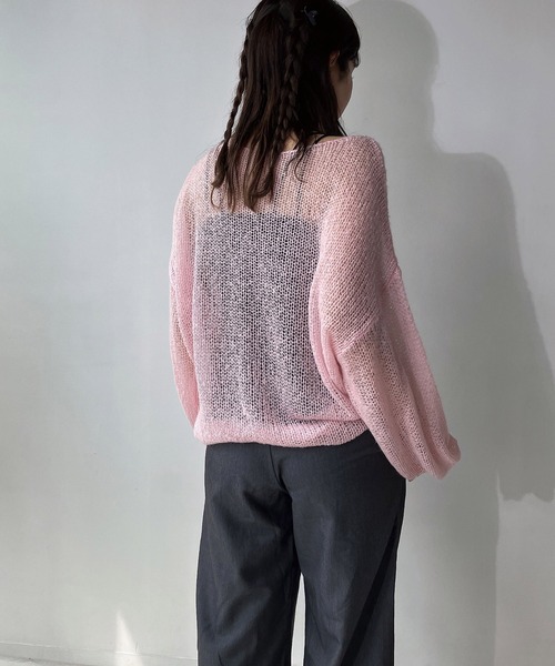 「AS KNOW AS plus」 長袖ニット FREE チャコールグレー レディース_画像8