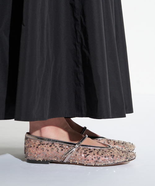 【未使用】ルタロン　グリーズ　刺繍　レースアップ　フラットシューズ　アイボリー Le Talon GRISE（ル タロン グリーズ） シューズ GRISEシアービーズ