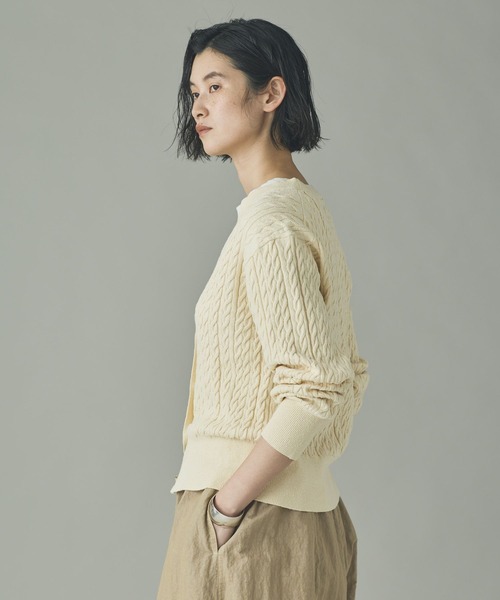 美品　Curensology アイボリー カーディガン Curensology（カレンソロジー） カーディガン /ローシルクケーブル