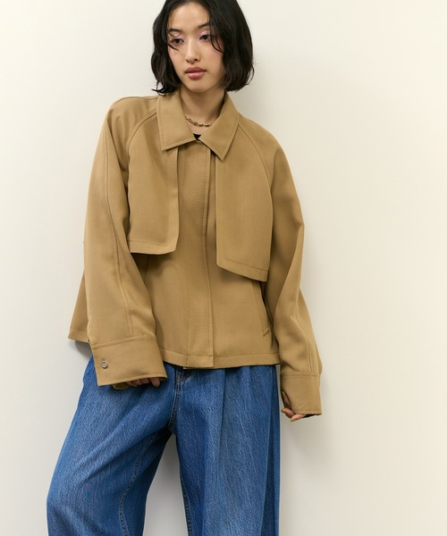 【美品】アダムエロペ　サステナブル　スタンドカラーブルゾン　フリーサイズ ADAM ET ROPE'（アダムエロペ）の「【サステナブル】スタンドカラー