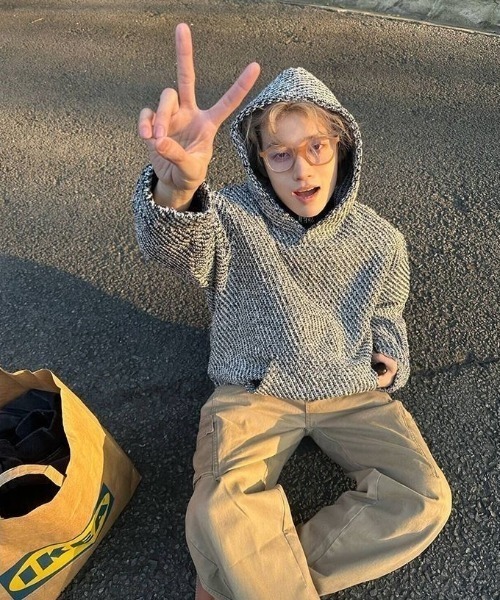 「FreeZone」 プルオーバーパーカー F グレー メンズ_画像8