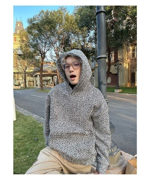 「FreeZone」 プルオーバーパーカー F グレー メンズ_画像9