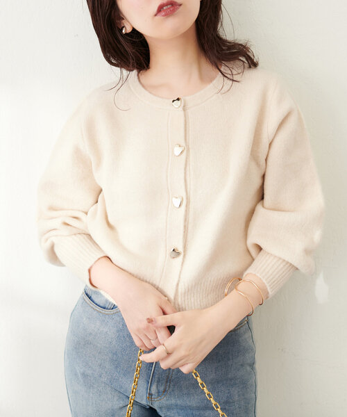 「natural couture」 ニットカーディガン FREE グレー レディース_画像3