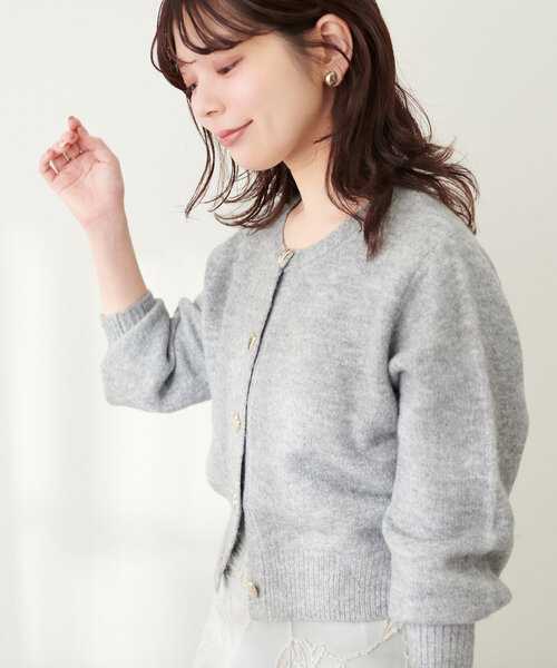 「natural couture」 ニットカーディガン FREE グレー レディース_画像8