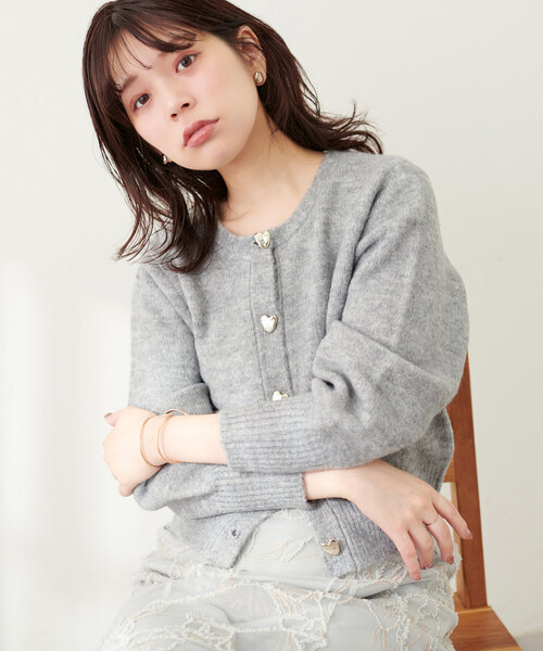 「natural couture」 ニットカーディガン FREE グレー レディース_画像9