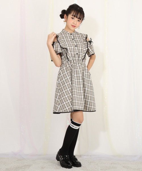 「PINKHUNT」 「KIDS」半袖ワンピース 130cm アッシュグレー キッズ_画像6