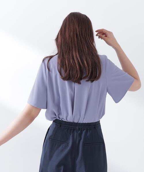 ブラウス シャツ フロントタックフレアスリーブブラウス レディースの画像