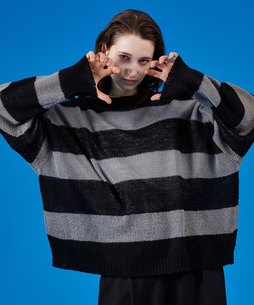 「ONCILY」 長袖ニット LARGE ネイビー メンズ_画像9