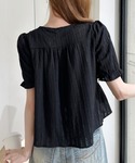 tシャツ 半袖 透かし編み スクエアネックパフ...の詳細画像4