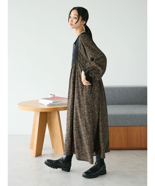 「CRAFT STANDARD BOUTIQUE」 長袖ワンピース FREE ネイビー レディース_画像5