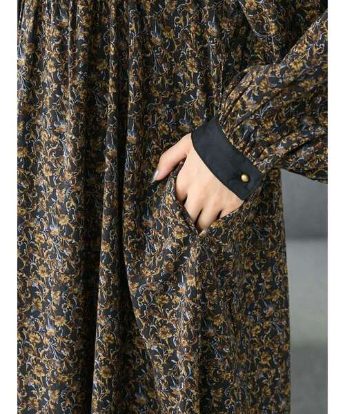「CRAFT STANDARD BOUTIQUE」 長袖ワンピース FREE ネイビー レディース_画像9