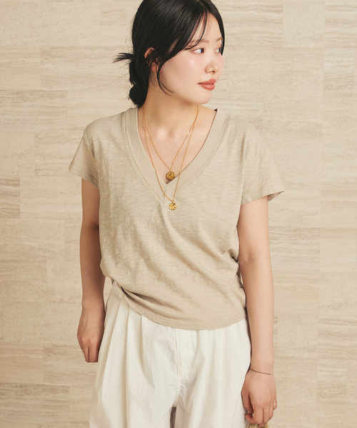 plage（プラージュ） tシャツ 半袖 LAmade/エルエーメイド slub v neck