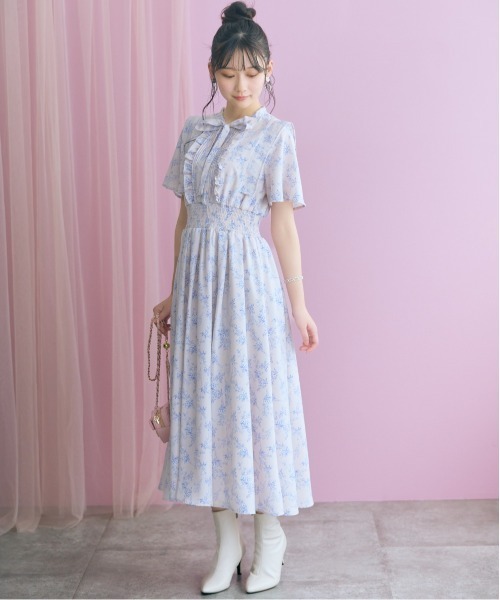 marun（マルン） ワンピース 「大きいサイズ」リボン付花柄フリル 