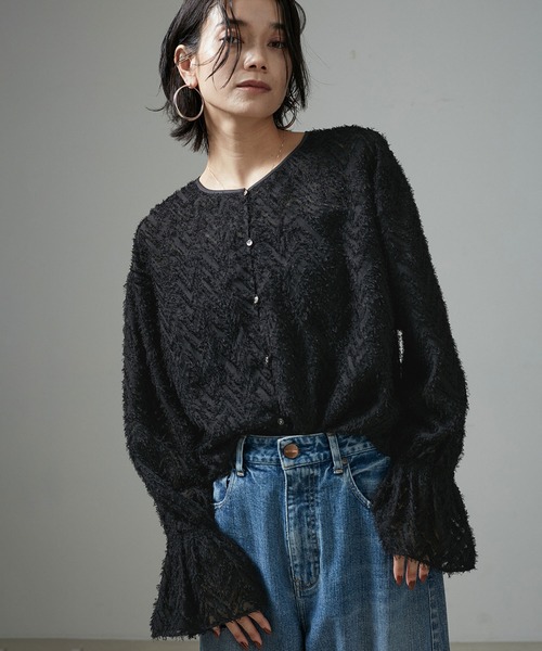 「SALON adam et rope'」 長袖ブラウス FREE ブラック レディース_画像2