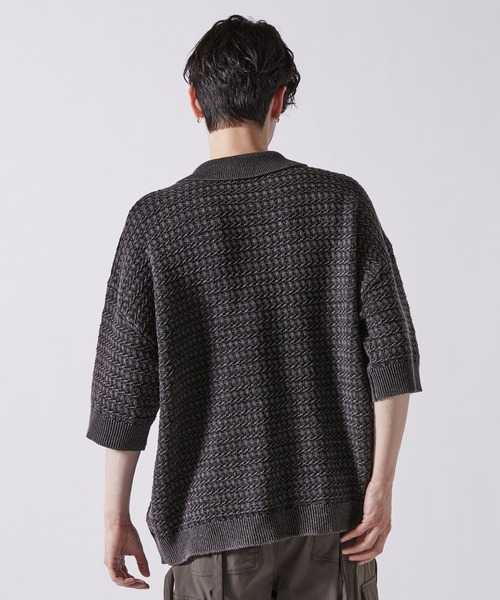 「CLEL」 半袖ニット S チャコールグレー メンズ_画像5