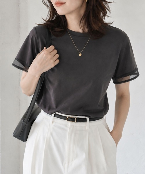 tシャツ 半袖 遮熱・キシリトール冷感 袖シアーワイドTシャツ