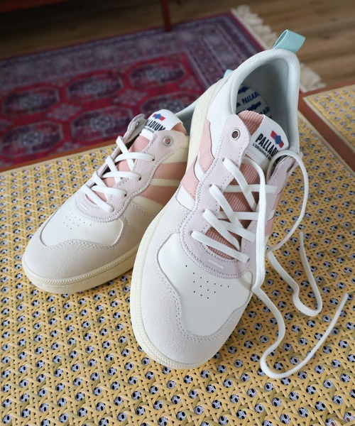 「PALLADIUM」 ローカットスニーカー 24.5cm ホワイト×ライトピンク メンズ_画像6