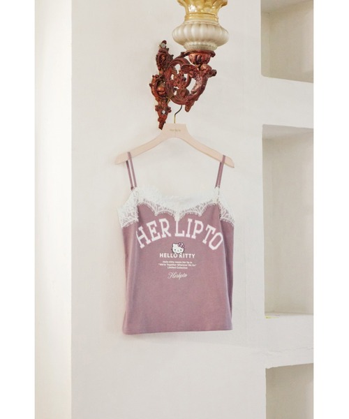 Hello Kitty meets Her lip to キャミ Her lip to キャミソール HLT x Hello Kitty Lace-Trim Camisole