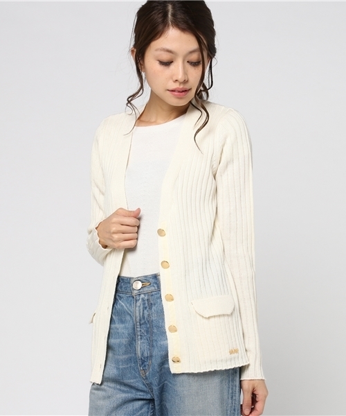 カーディガン ニットカーディガン TS4B MUVEL.W RIB C D-WH