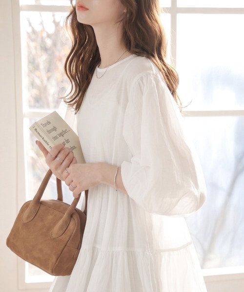カナダ購入 ふわふわシフォンバルーンスリーブ柔らか伸縮シャーリングシャツ classicalelf（クラシカルエルフ） ブラウス シャツ 夏に大活躍