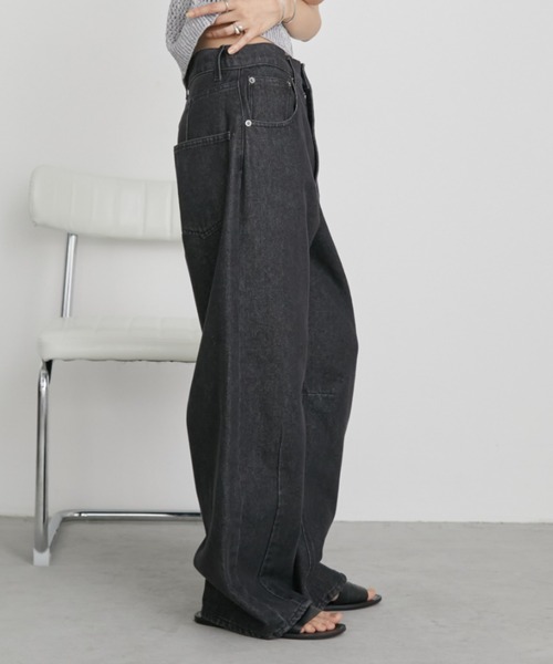 【美品】AMOMENT ロングデニムパンツ Mサイズ KOBE LETTUCE デニムパンツ レディース ジーンズ フレアデニム
