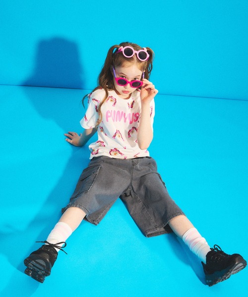 PUNYUS tシャツ キッズサイズフード総柄Tシャツ（サイズ90〜140  