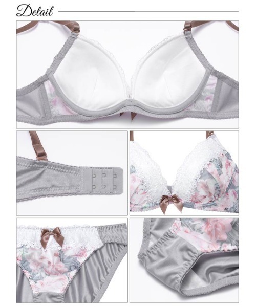 ノンワイヤーブライトフラワーガーデンブラジャー&フルバックショーツ　サイズ:L ブラジャー ショーツセット フェミニン フラワー ガーデン