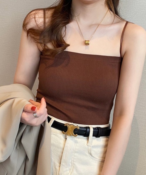 ⭐︎美品⭐︎カップインキャミソール　ブラトップ　ブラック　ストラップ付き M KAREI ダブルストラップカップ付きキャミソール ブラトップ