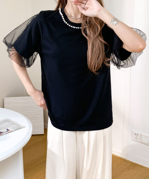 tシャツ バックチュールドッキングトップス レディース tシャツ チュールドッキングTEE レディース : ZOZOTOWN Yahoo!店