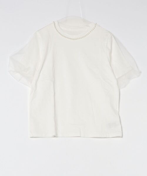 tシャツ バックチュールドッキングトップス レディース チュール ドッキングトップス Tシャツ[品番：KRIW0001593