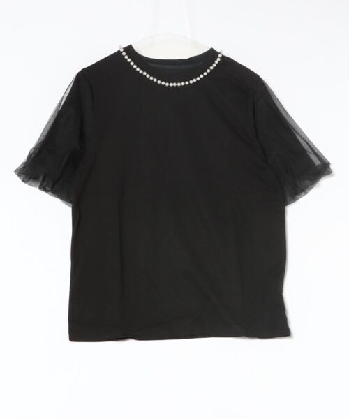 tシャツ バックチュールドッキングトップス レディース チュール ドッキングトップス Tシャツ[品番：KRIW0001593