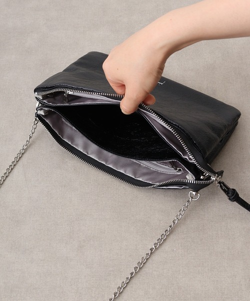 美品】norienomoto スマホショルダー メタリック シルバー ブラック